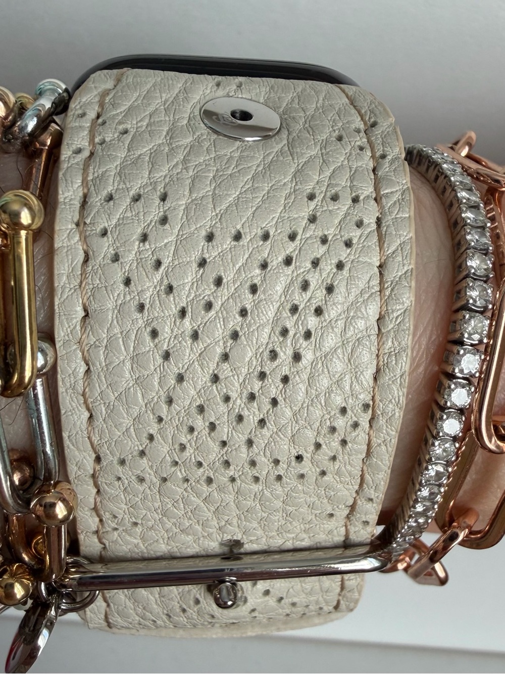 Cream leather Spark*l Band, Size 2